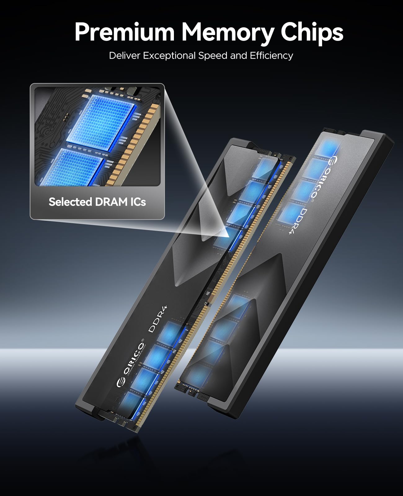 ORICO Raceline Racer DDR4 RAM 32GB (2x16GB) 3200MHz CL16, XMP 2.0 Overclocking, 1.35V UDIMM Desktop Memory, Compatible with Intel & AMD, High Performance Gaming Desktop Memory - Black H400