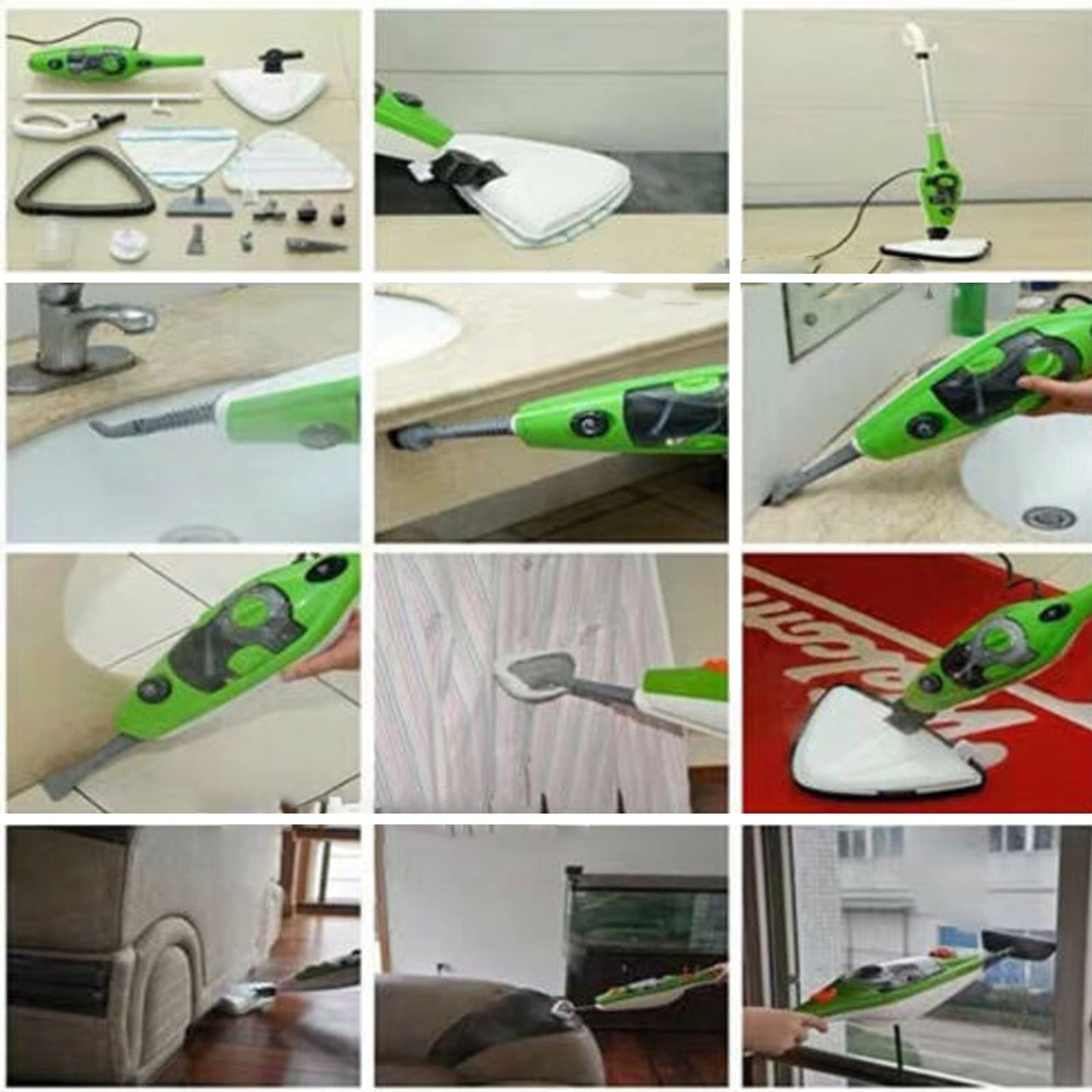 Steam cleaner, 10-in-1 steam cleaner for cleaning any floor, 1300W floor cleaner, electric carpet steam cleaner, detachable handheld unit, for hardwood/tile/laminate/ceramic floors.