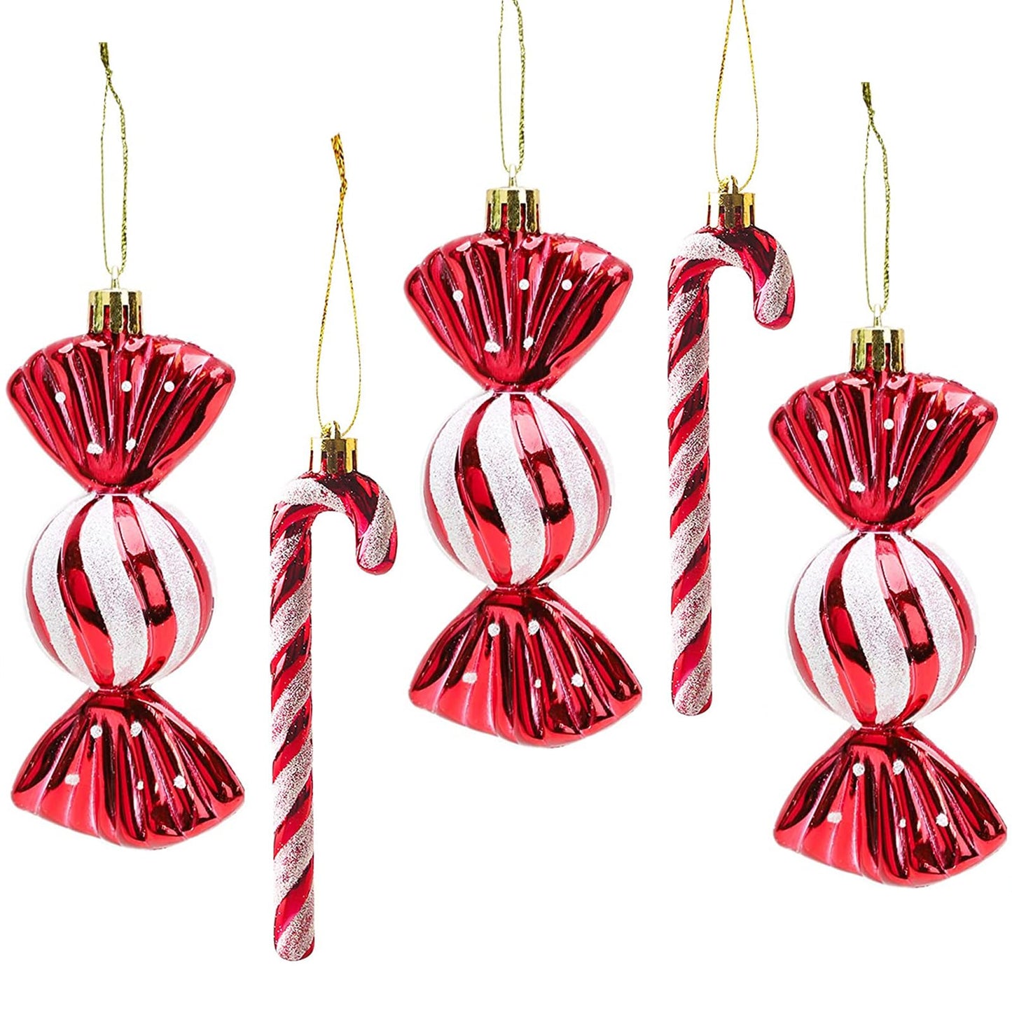 18 candy canes Christmas decor Christmas ornaments Candy canes decor Glitter Christmas tree decorations Red & White Cute Christmas charms Tree decorations