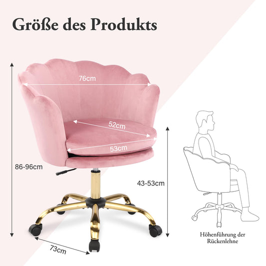 WOLMICS office chair Ergonomic,Desk chair 150kg made of velvet for Home office,Height adjustable swivel chair with padded,Vanity chair for Bedroom