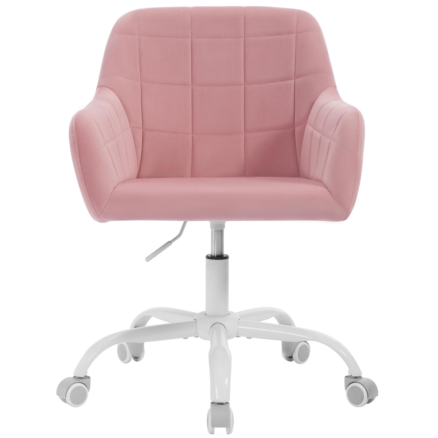 WOLTU Vanity Chair, Swivel Desk Chair, Rolling Office Chair, Ergonomic Task Chair, Height Adjustable Seat for Home Office, Bedroom, Office, Velvet, Pink