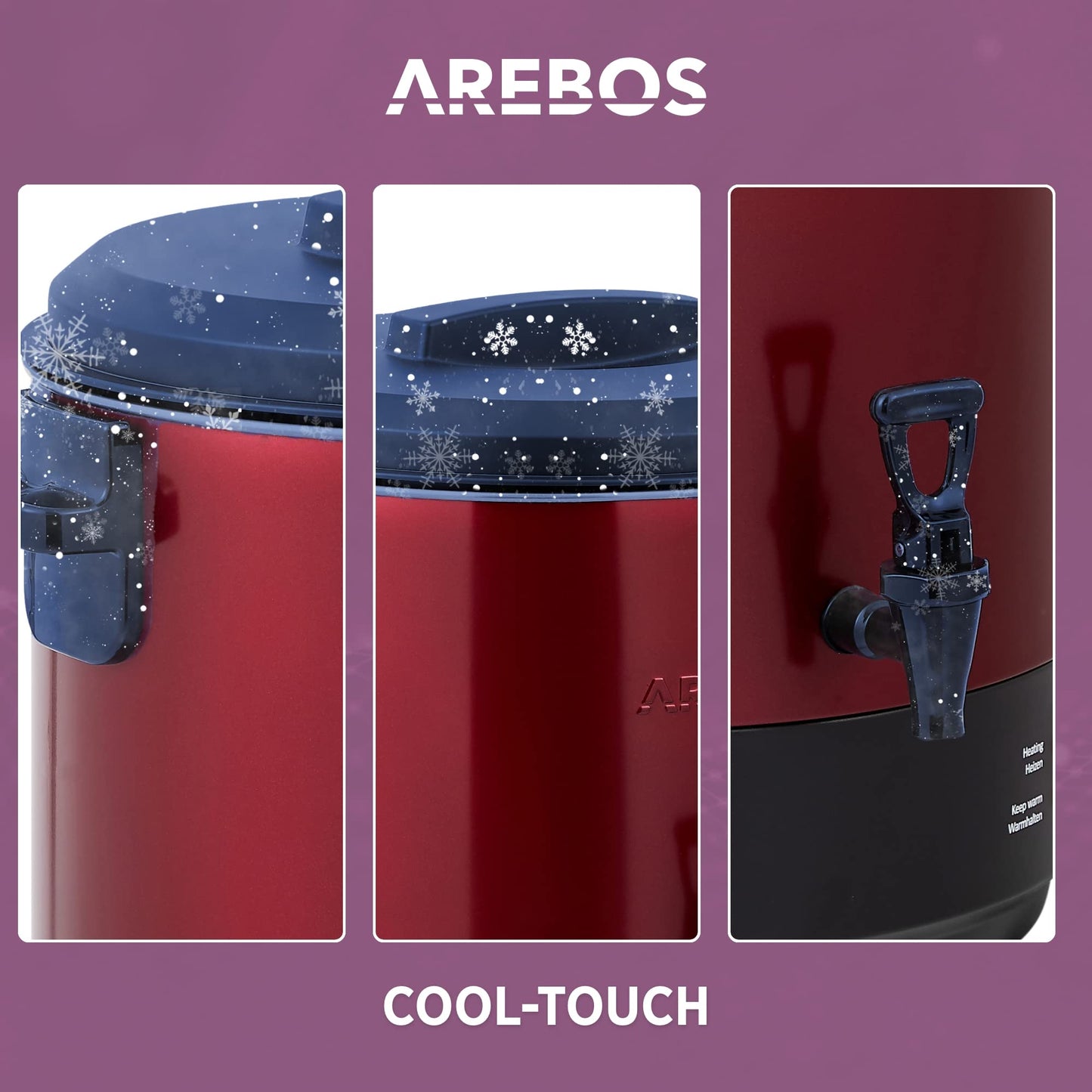 Arebos preserving cooker 1800 W | 28 L preserving pot | with timer, thermostat & overheat protection | continuously adjustable 30-110°C | mulled wine cooker | incl. canning jar lifter & canning funnel | Red