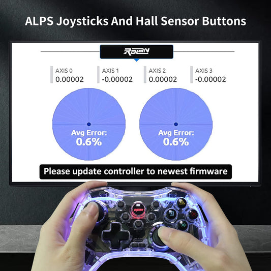 RALAN Wireless Controller with 8 colors LED lighting Compatible with Windows PC Gaming Gamepad Remote with 2.4G Adapter
