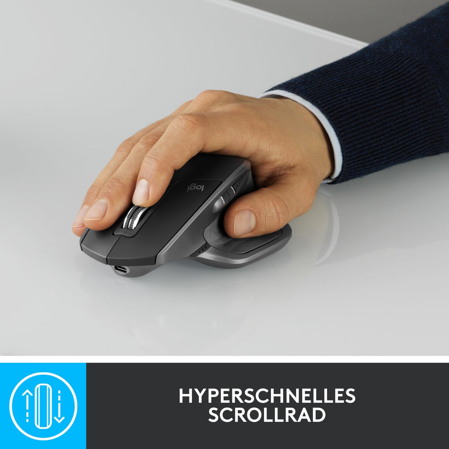Logitech MX Master 2S Bluetooth Edition wireless mouse, multi-surface, super fast scrolling, ergonomic, rechargeable, connects to up to 3 Mac/PC computers - Graphite