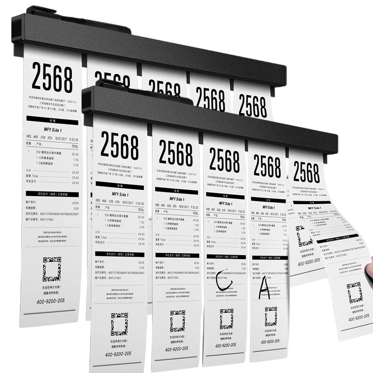 2 pieces of ticket holder, receipt holder for restaurant, fridge, no drilling order holder for walls, home, kitchen, office, cafes, pubs, bars (black, 40 cm, 2Pcs)
