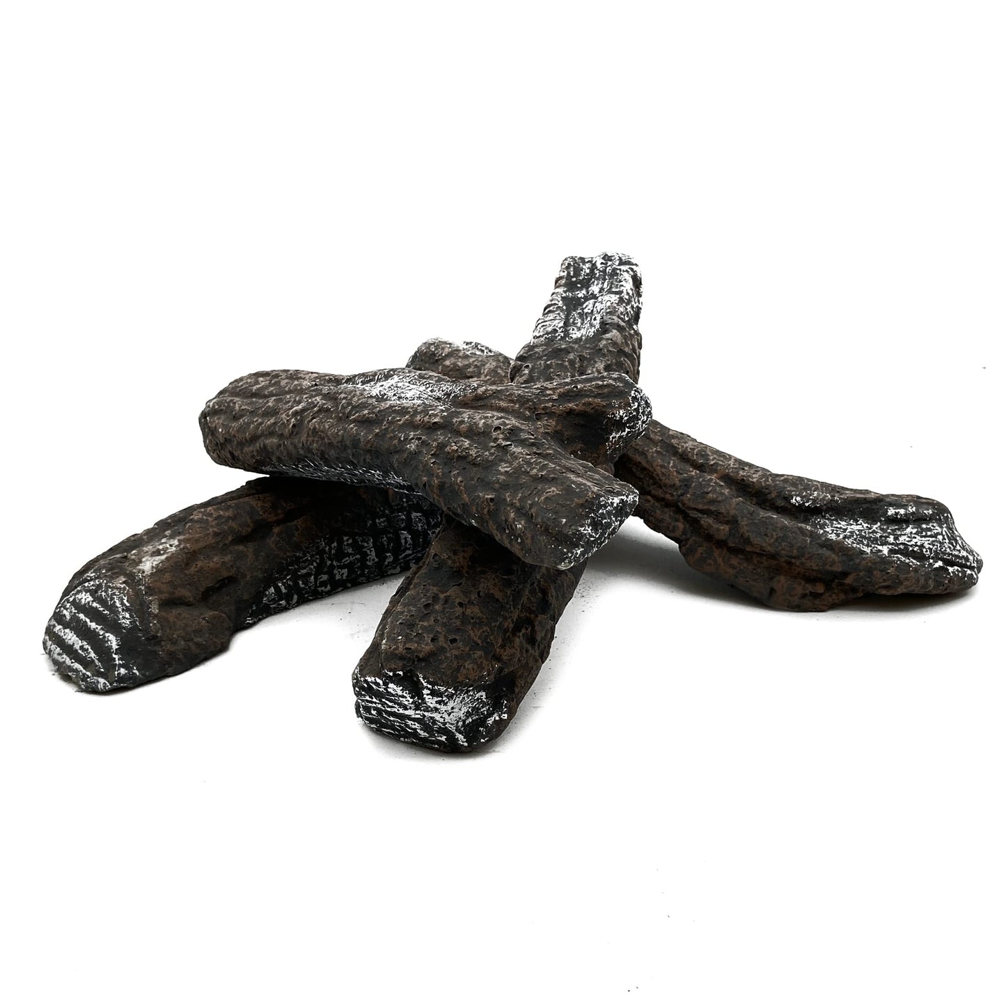intergrill firewood imitation | Set of 4 ceramic decorative logs | Up to 1100°C | Logs for gas fire pits and gas fireplaces | Fireplace accessory | Natural