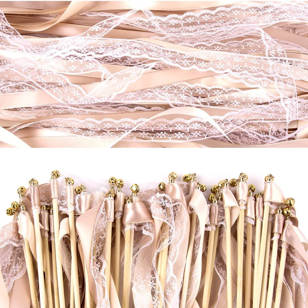 50 wedding wands magic wands wedding streamers with bells, trellis wedding for weddings, birthdays, holiday parties used