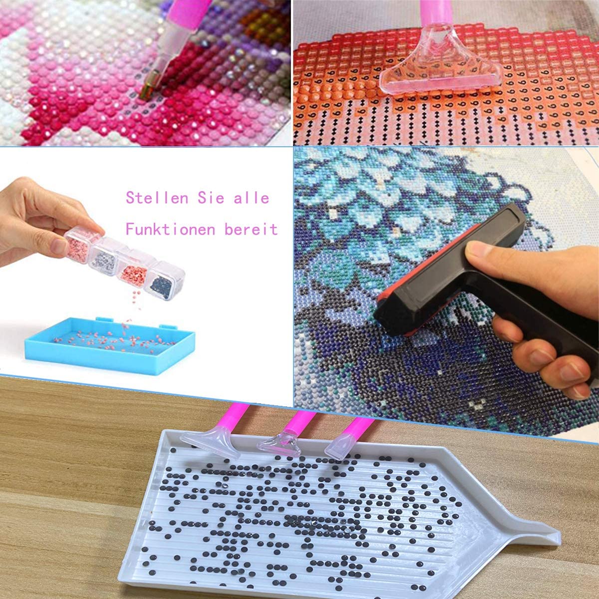 INSANYJ Diamond Painting Accessories include LED light pad, adjustable brightness diamond painting light board with USB cable, diamond sorting box embroidery diamond painting tool set (106pcs)