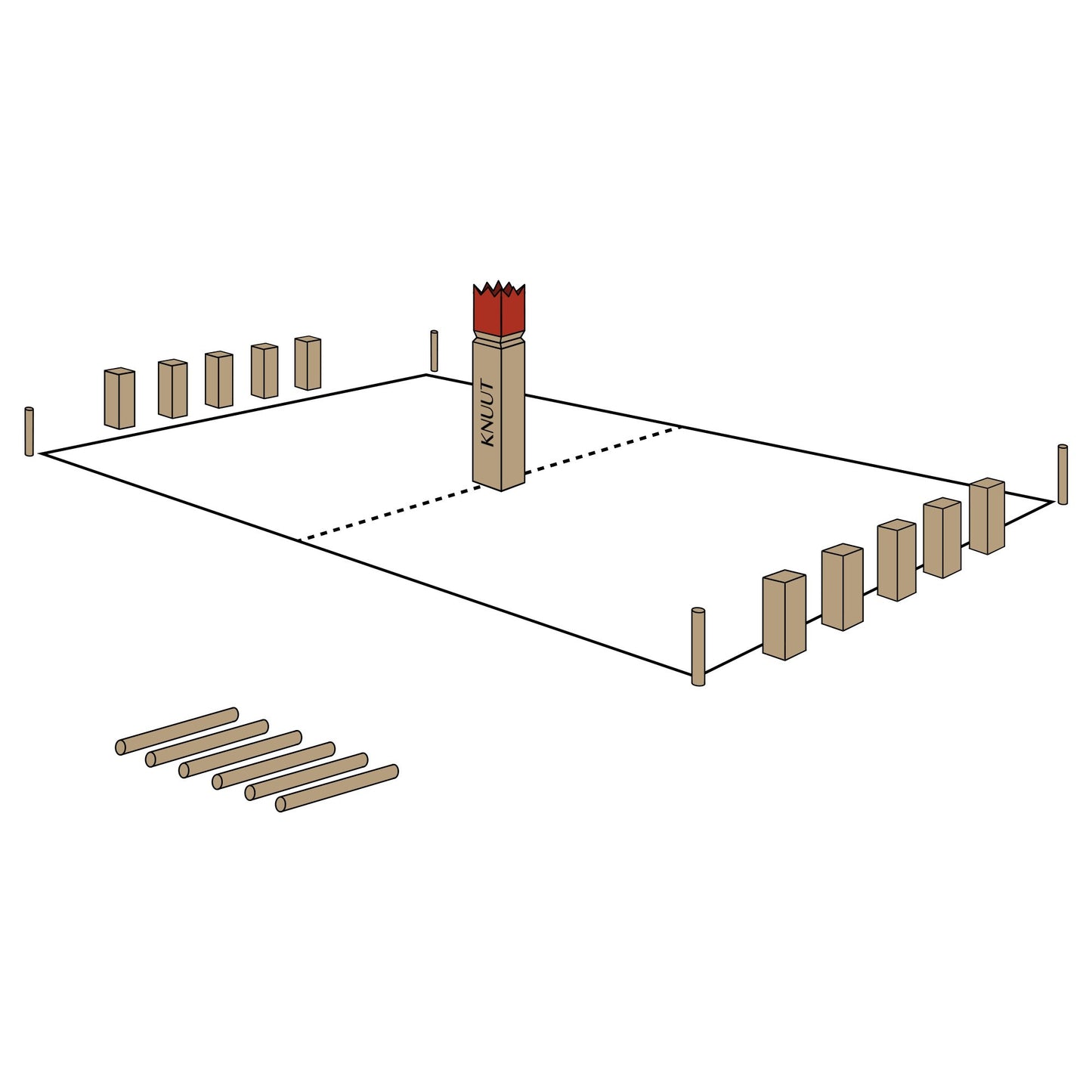 Devil's Kubb Outdoor Game XXL - Original Viking Game - Swedish Chess - Wooden Swedish Chess with fabric bag throwing game made of FSC® pine wood for children and adults
