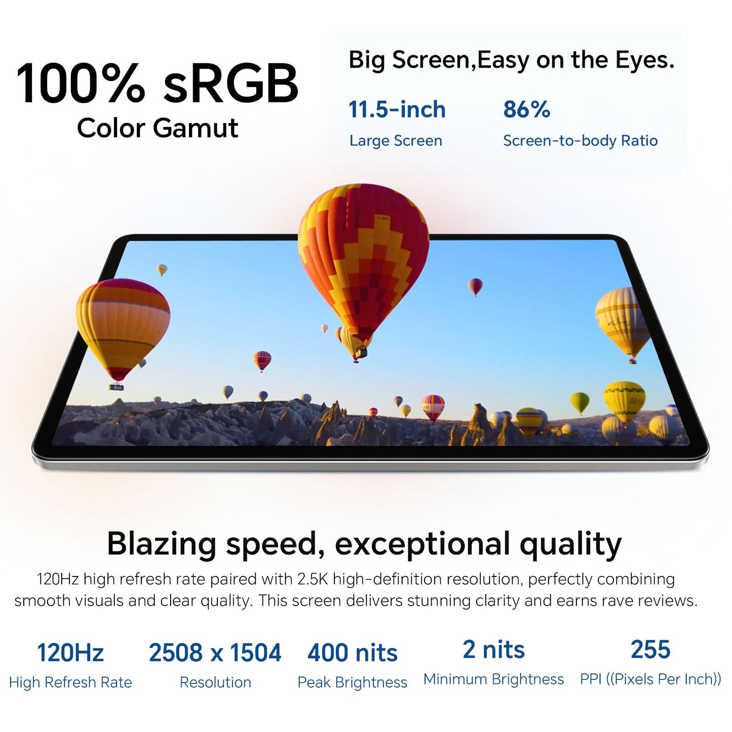 HONOR Pad X9a 6GB 128GB Tablet, 11.5-inch 120Hz 2.5K Fullview Display, Snapdragon 685, 8300mAh battery, Android 15, WiFi Version, Gray