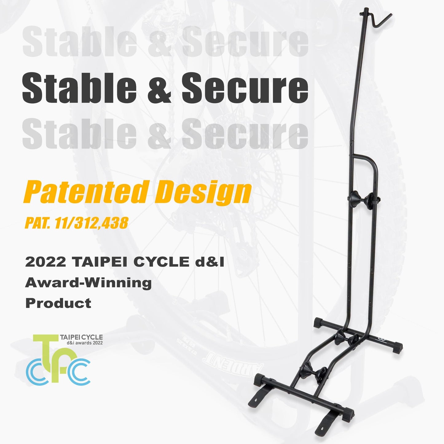 CyclingDeal Bike Stand - High quality adjustable vertical and horizontal bike rack - Safe and reliable storage for MTB and road bikes.