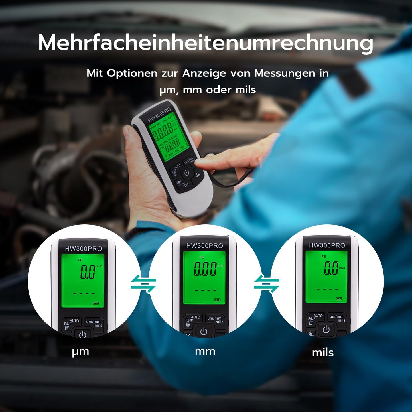 Mcbazel Digital Coating Thickness Gauge, Paint Thickness Gauge, Car Paint Meter, Measurement Range 0 to 2000um.