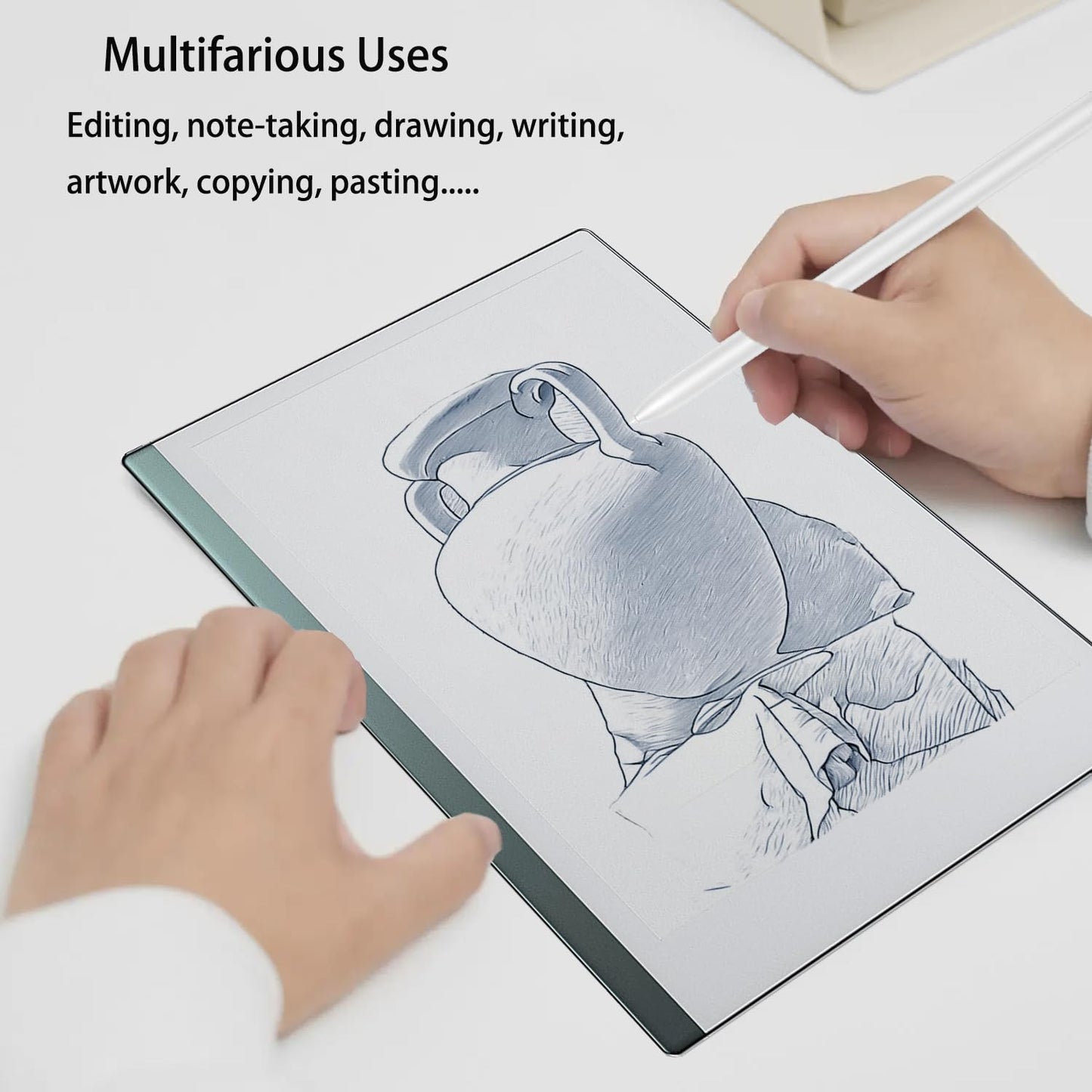 Marker pen, compatible with Remarkable 2 tablet notebooks, Marker Plus with integrated eraser function, no charging required, digital experience with free pen tips/feathers (beige)
