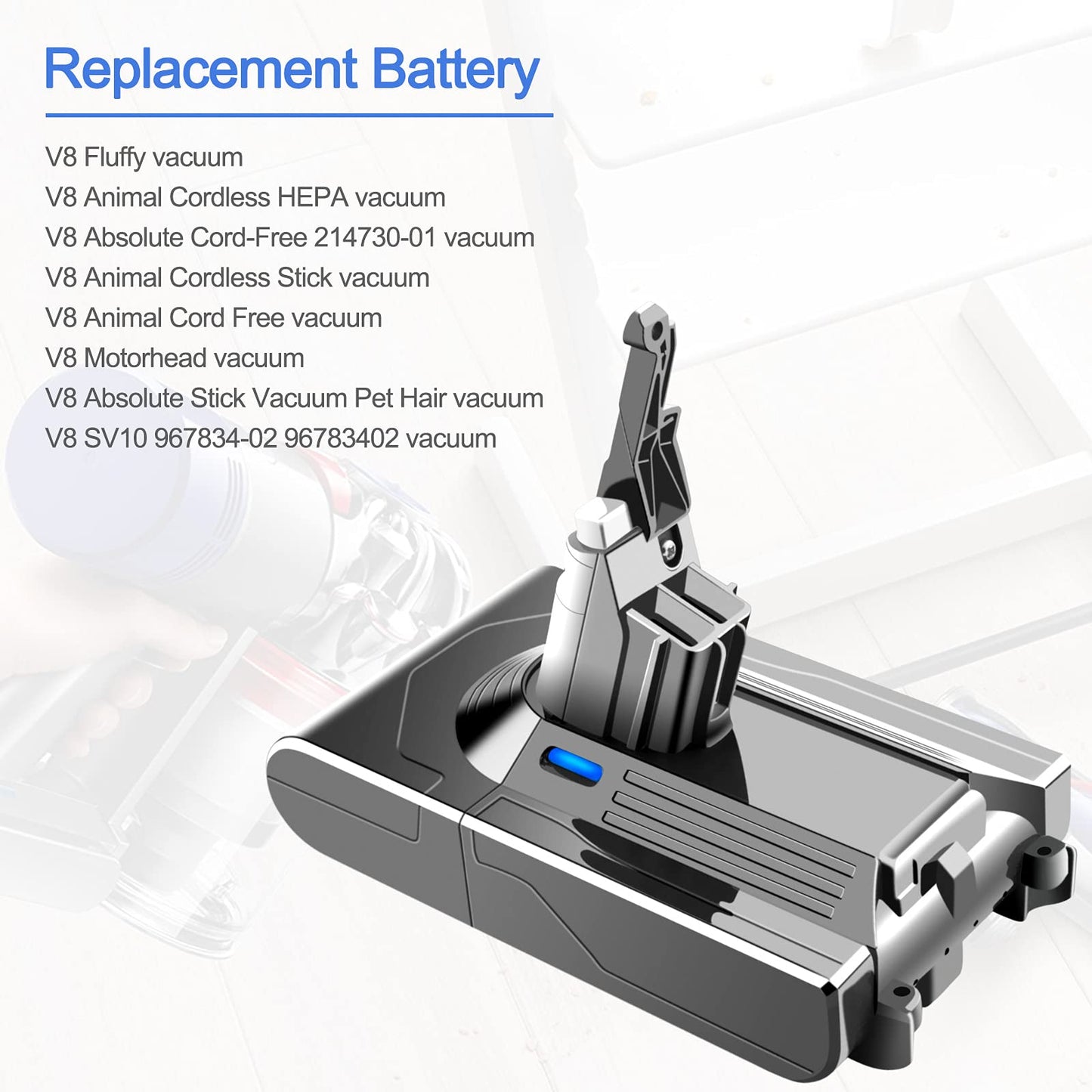 ADVTRONICS 21.6V 4.5Ah V8 replacement battery Compatible with Dyson V8 Absolute V8 Animal V8 Fluffy
