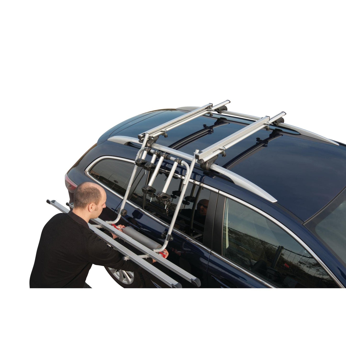 Fischer Roof Lift Bike Carrier for 2 bikes, roof bike carrier for car roof, TÜV/GS certified, load capacity up to 30 kg.