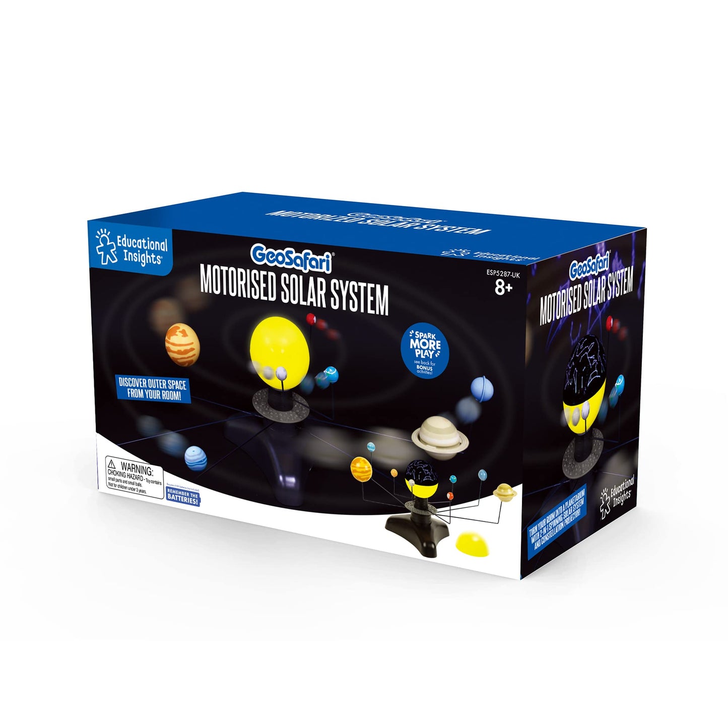 Learning Resources GeoSafari® Solar System Toy with motor & light, Ages 8+, glowing planet model, spins & projects starry sky, educational toy for kids