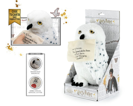 Play by Play Harry Potter - Hedwig White Owl Plush with Magnetic Envelope and Display 9.45"/24cm - Super soft quality