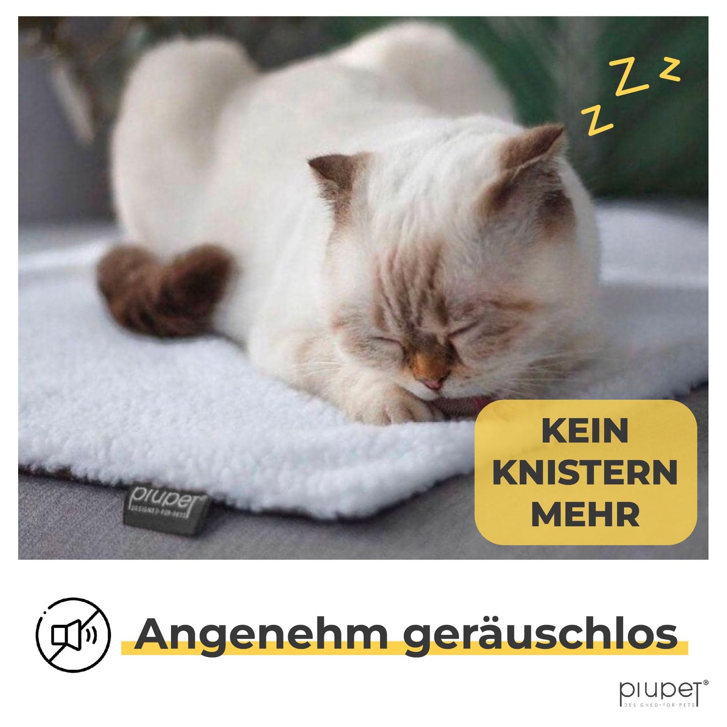 PiuPet® Self-heating Cat Blanket I 60x45cm I Electric-free Heating Blanket I Cat Warming Blanket I Heating Blanket for Cats without Electricity | Cat Accessories | Self-warming Cat Blanket (White)