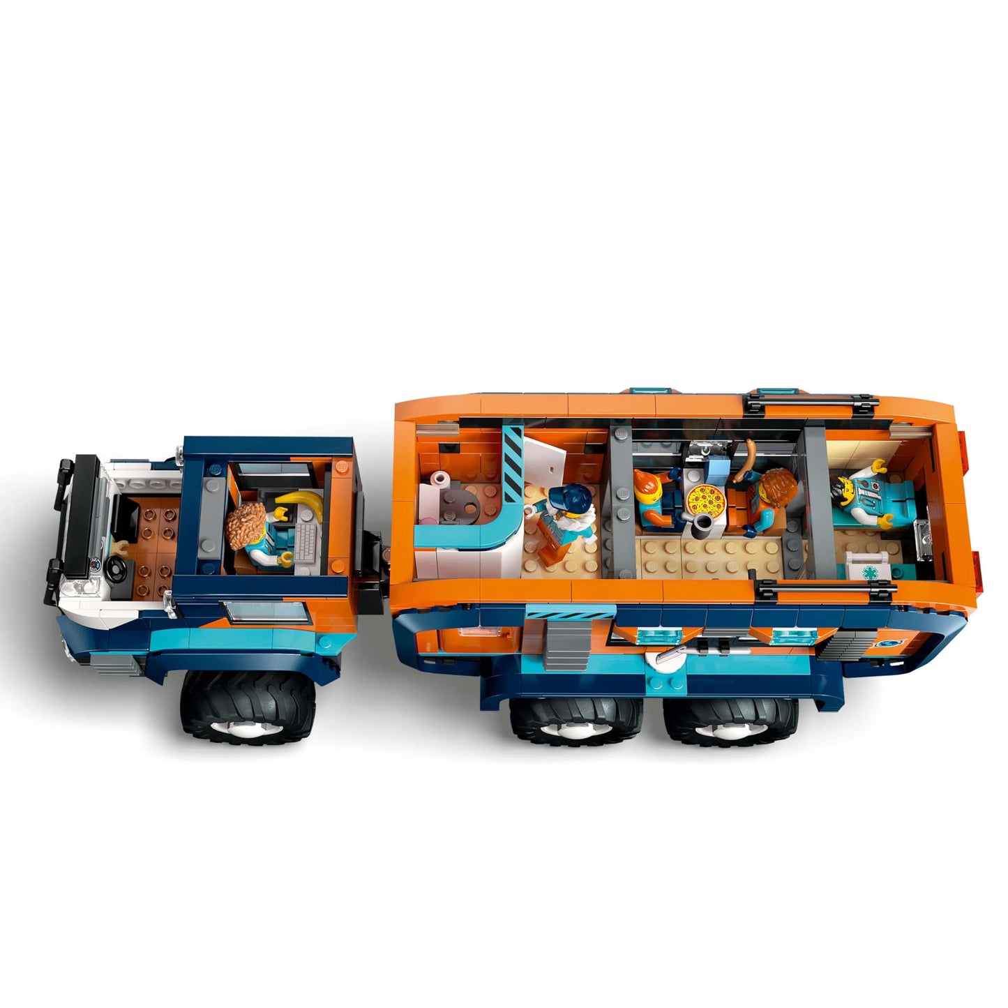 LEGO City Arctic Truck with Lab - build and play set - exploration vehicle with steering and suspension - includes snowmobile, 5 mini-figures, and 3 wolf figures - gift for boys 8 years and older - 60471