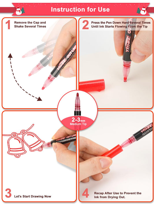 YITHINC Glitter Pens Magical Pens, Advent Calendar Fillers for Kids, Girls Gifts 4-12 years, Santa Gifts for Kids, 48 Outline Pens Magic Pens for Advent Calendar Fillers.