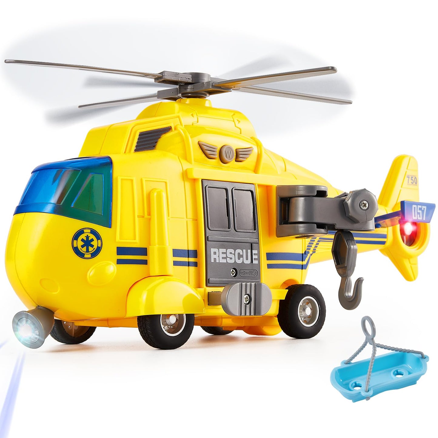 HERSITY helicopter toy with rotating propeller, airplane toy big lights and sounds helicopter kids toy with moving winch, stretcher, 28cm, gift for boy 3 4 5 years.