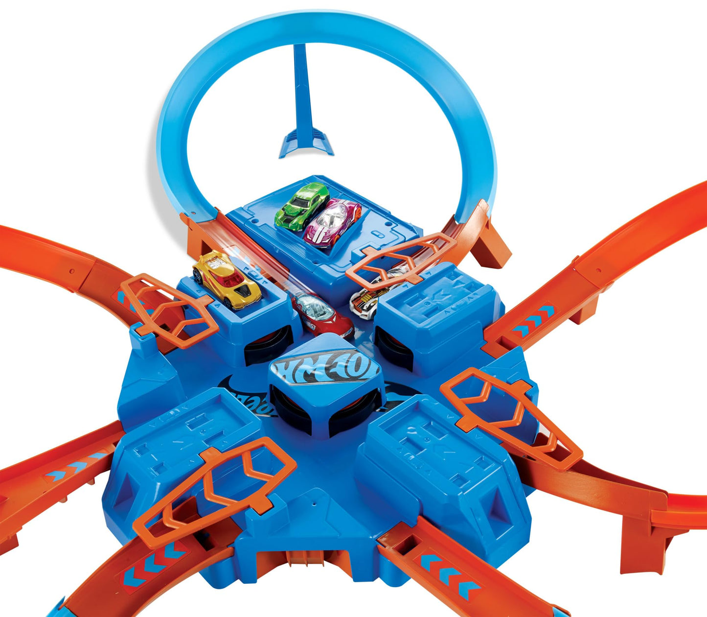 Hot Wheels DTN42 - Trackset with ramps, intersections, looping, parking spots, + 1 vehicle