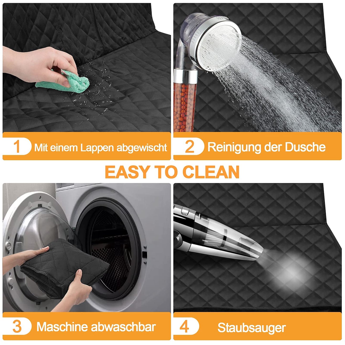 GARELF Dog Blanket for Car Back Seat, Durable Car Seat Cover for Dogs (134x118cm) with 1 Elastic Dog Seat Belt, Scratch-Resistant & Waterproof Hammock for Pets Fits All Trucks, Cars, SUVs.