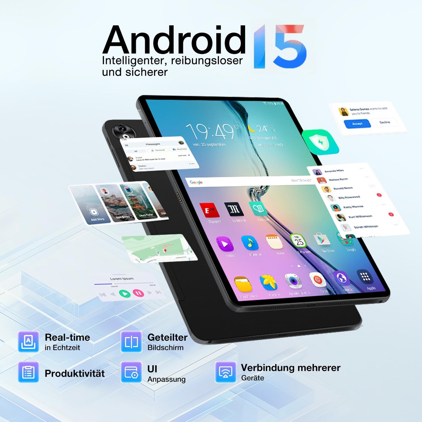 DOOGEE T40 PRO Android 15 Tablet 12 inch - 2025 new tablet with keyboard/stylus/mouse/case, Helio G99, 10800mAh, 20(8+12) GB RAM +512GB ROM(2TB TF), 2.4K display, 16MP camera, 4G LTE, dual SIM, Octa-Core.