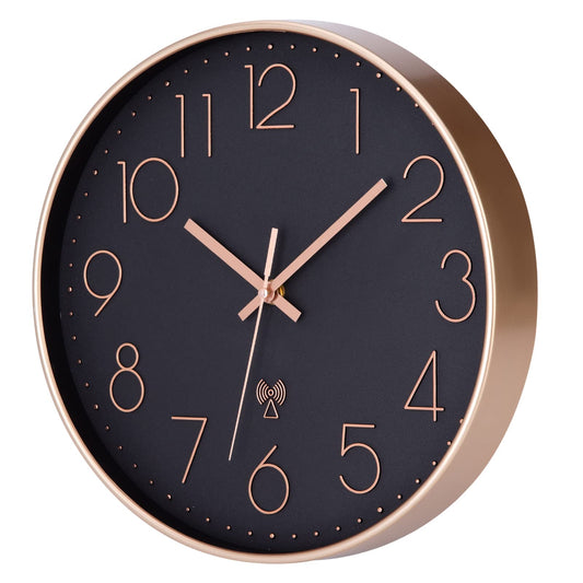 VIVILINEN Silent Wall Clock Modern Atomic Clock Non-Ticking Decorative Clock for Living Room Bedroom Office Kitchen 30x30cm/12 inches