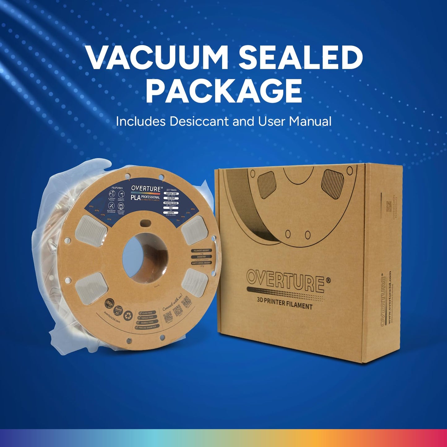 OVERTURE PLA+ Filament 1.75mm Champagne 1KG, precision (±0.02mm) - High strength & more durable 3D printer filament PLA Plus, environmentally friendly & compatible with FDM printers.