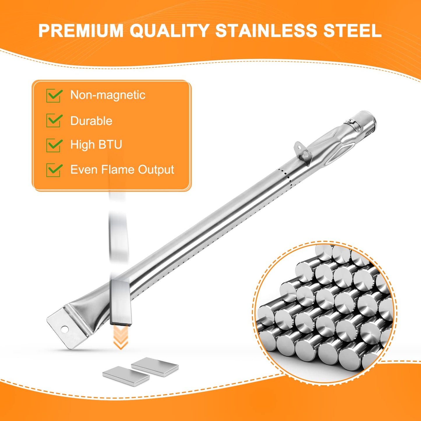 GFTIME 41.9cm Universal Burner Replacement for Enders Monroe 2010, Swiss, Broilmaster, Coobinox Flex, Enders Kansas, Napoleon Ultra Chef many grill models, stainless steel tube grill burner, 4 pieces.