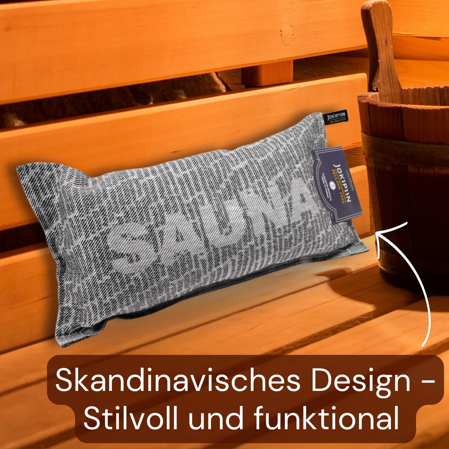 Jokipiin Premium Sauna Pillow 40x22 cm - 100% Made in Finland - Linen & Cotton - Oeko-Tex Certified - Wellness Headrest & Neck Pillow for Sauna Spa & Relaxation