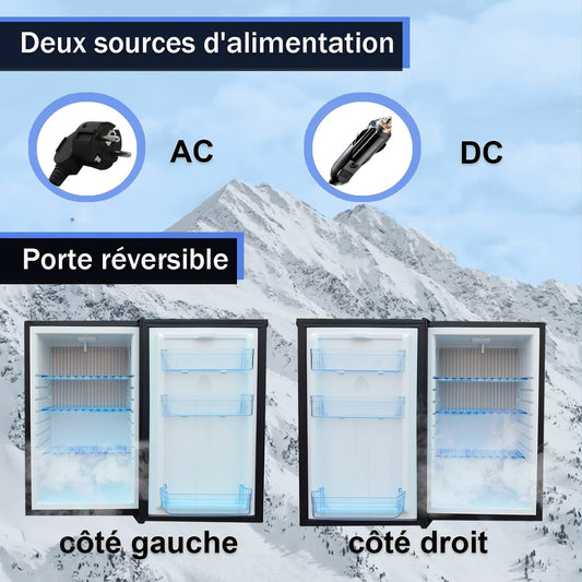 Techomey Camping Fridge 12V 230V, camping fridges, RV fridge for camping, car, room, easy installation and cleaning, black, 50L