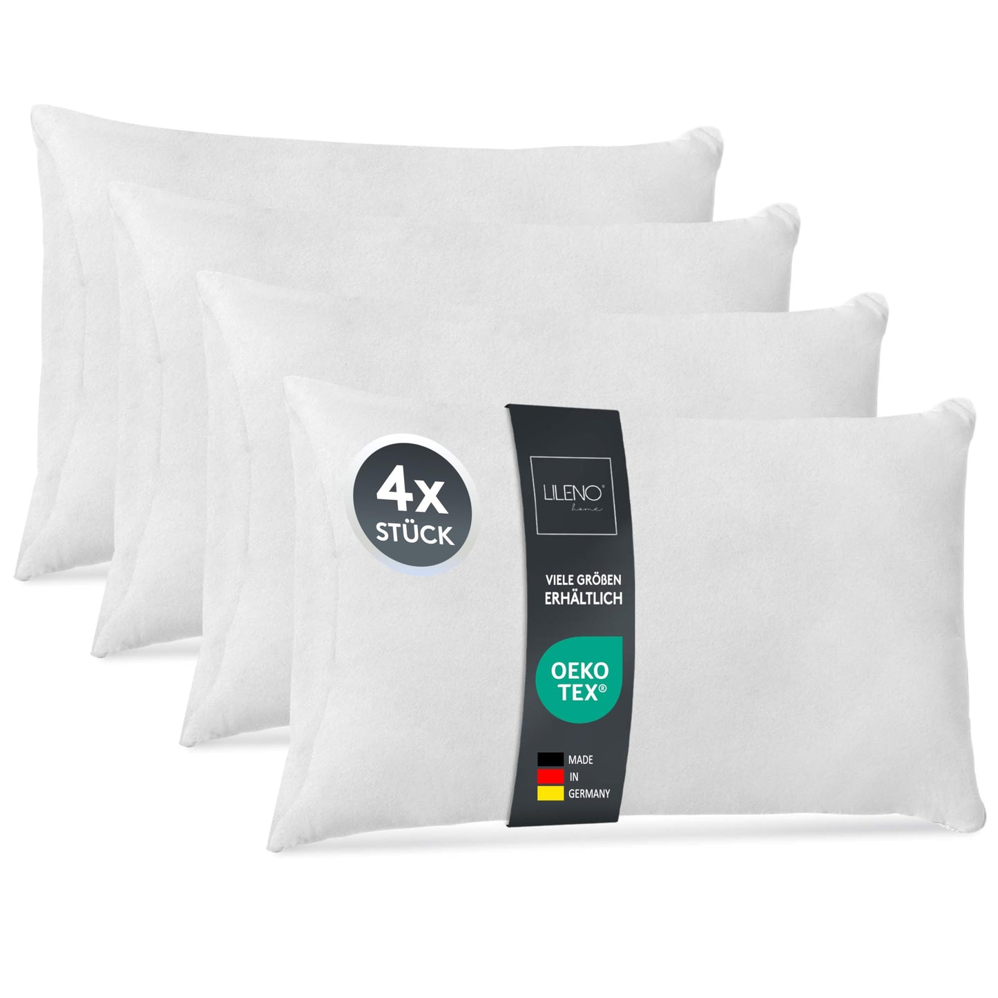 LILENO HOME 4 pack pillow filling 70x90 cm - 40°C washable inner cushion suitable for allergy sufferers - Polyester pillow insert for couch pillows, sofa pillows, throw pillows, and bed pillows.