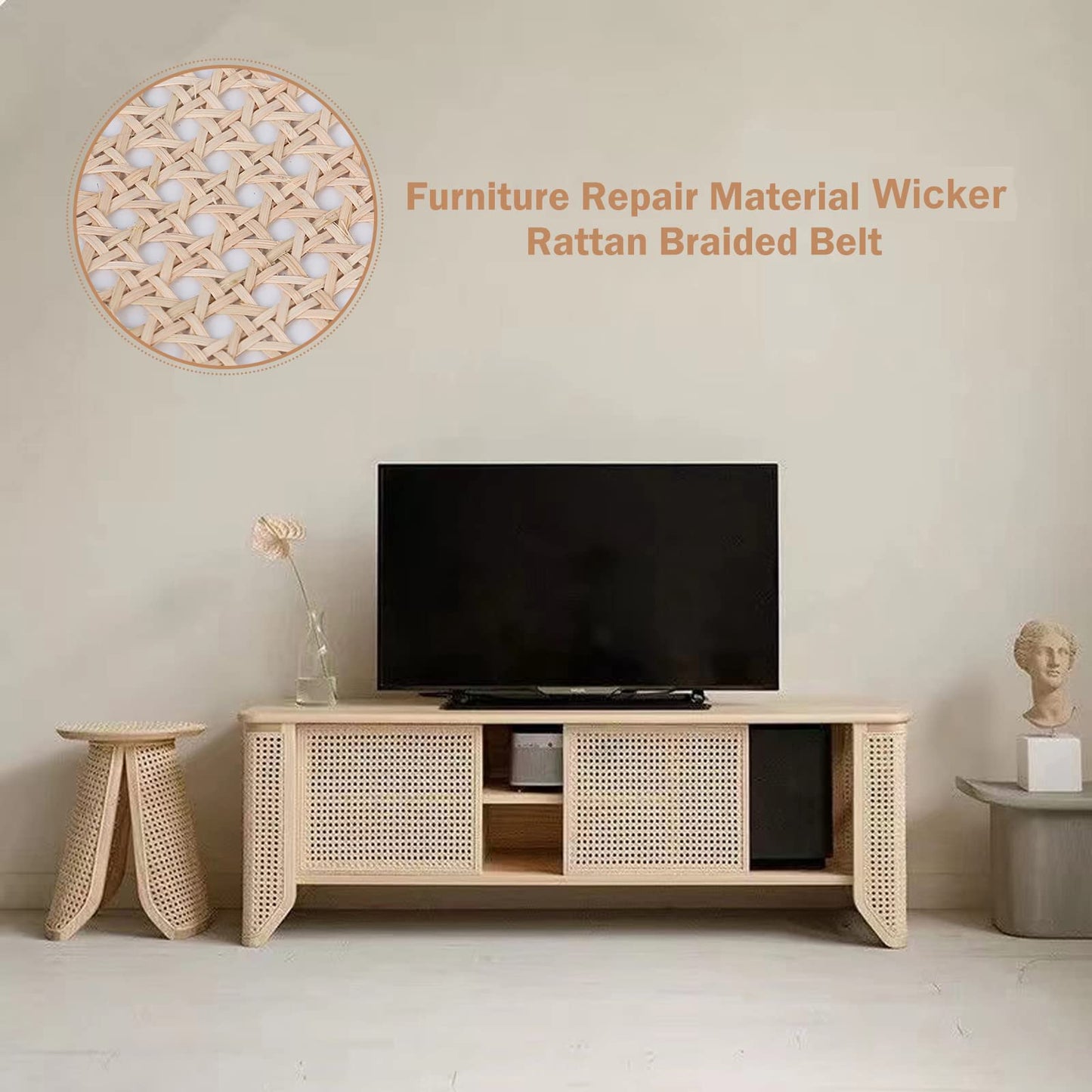 Viennese cane, mildew-resistant rattan strapping plastic rattan weave, waterproof handmade rattan craft furniture decoration, DIY hexagonal weave chair cane, cane webbing (40CM, 150CM)