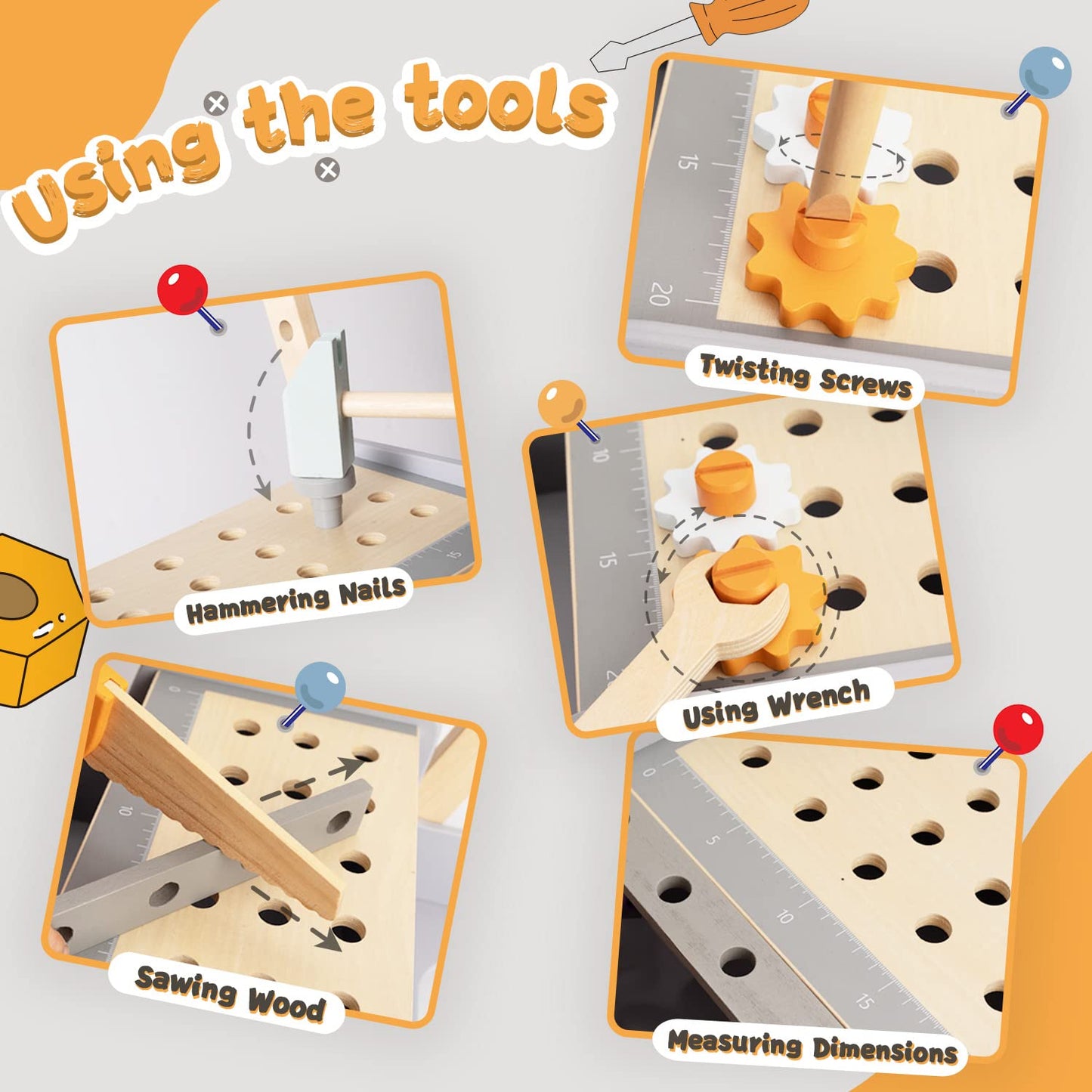 Labebe wooden baby walker, toddler tool bench, walking helper for boys and girls, kids workbench, baby activity center, Montessori toy for children aged 1-3 years.