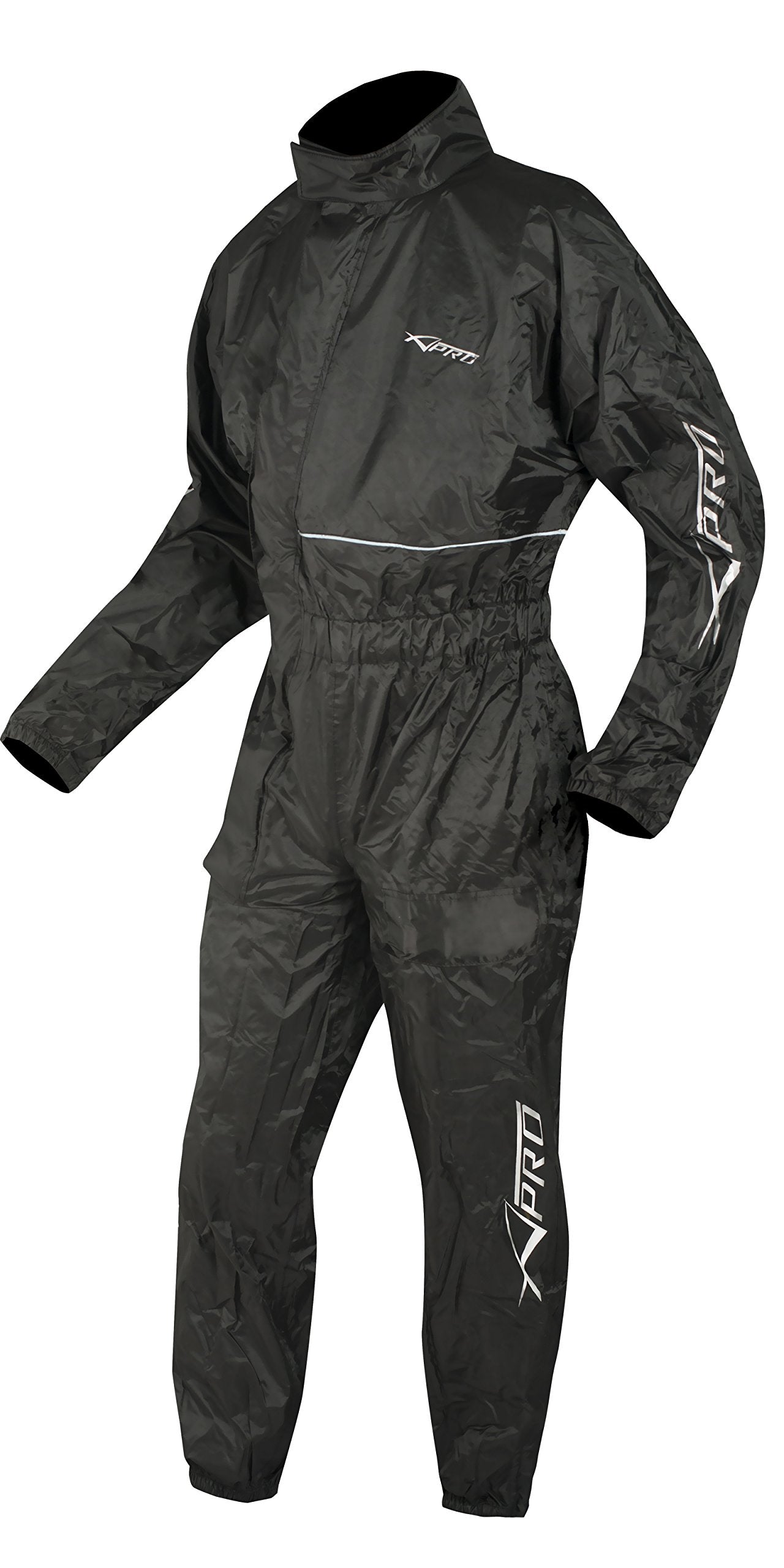 A-Pro Rain Protection Waterproof Rain Pants Rain Jacket Scooter Quad Rain Suit Black S