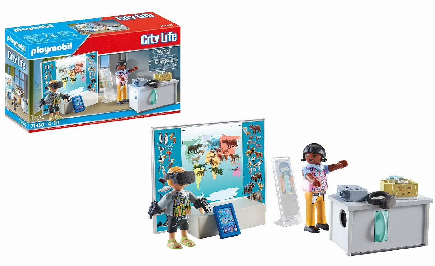 PLAYMOBIL City Life 71327 Large School with moving chalkboard, for ages 5+ & City Life 71330 Virtual Classroom with working projector