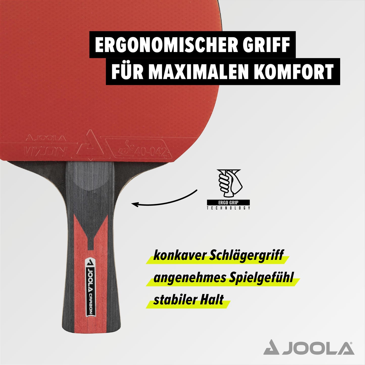 JOOLA Table Tennis Set Duo Carbon 2 table tennis rackets + 3 table tennis balls + table tennis case, red/black, 6 pieces