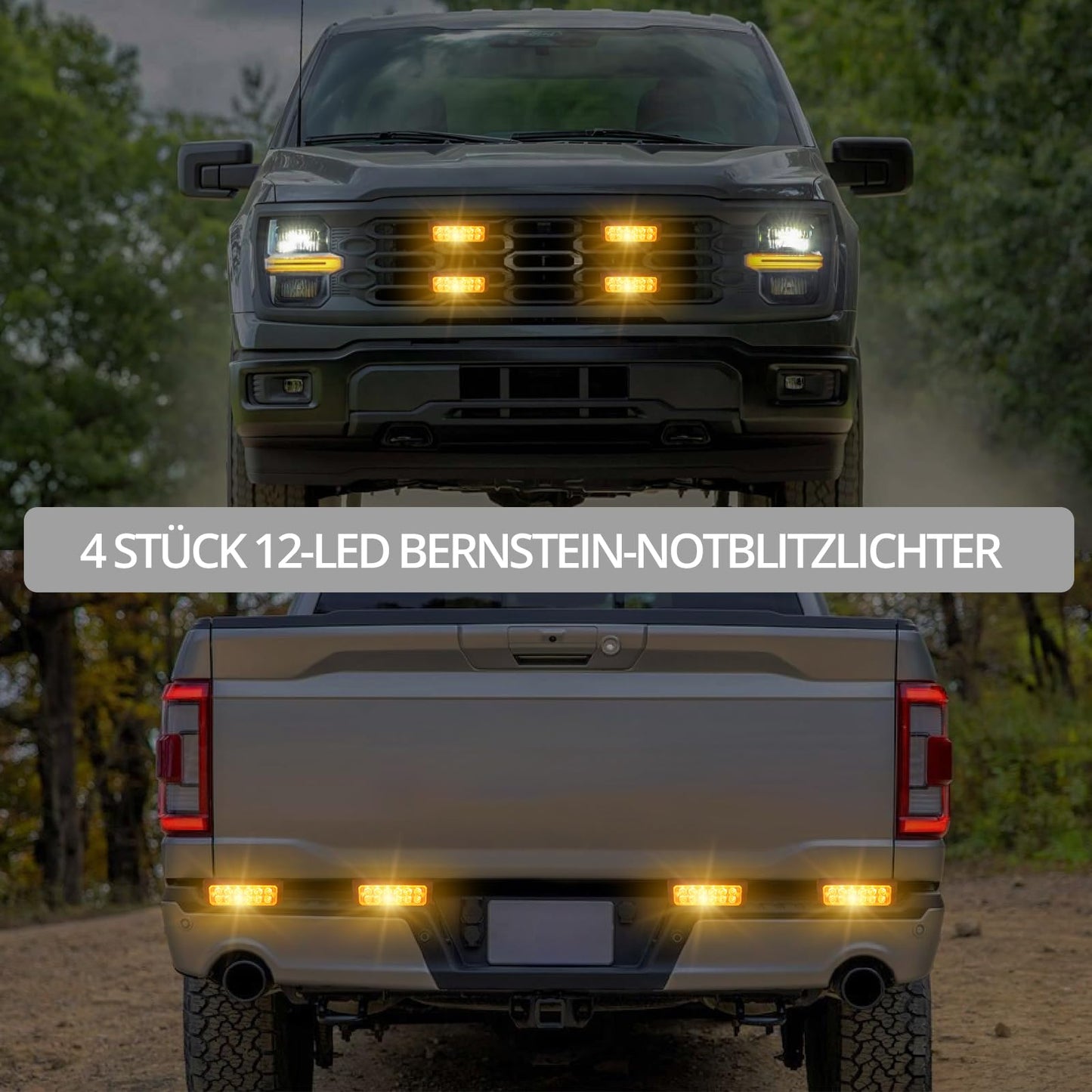 Justech 12LED Warning Light Front Flasher Strobe Light Warning Beacon 12V 24V Waterproof IP68 Emergency Warning Beacon Flashers Flash Module Emergency Light Attention for Emergency, Vehicle, Truck