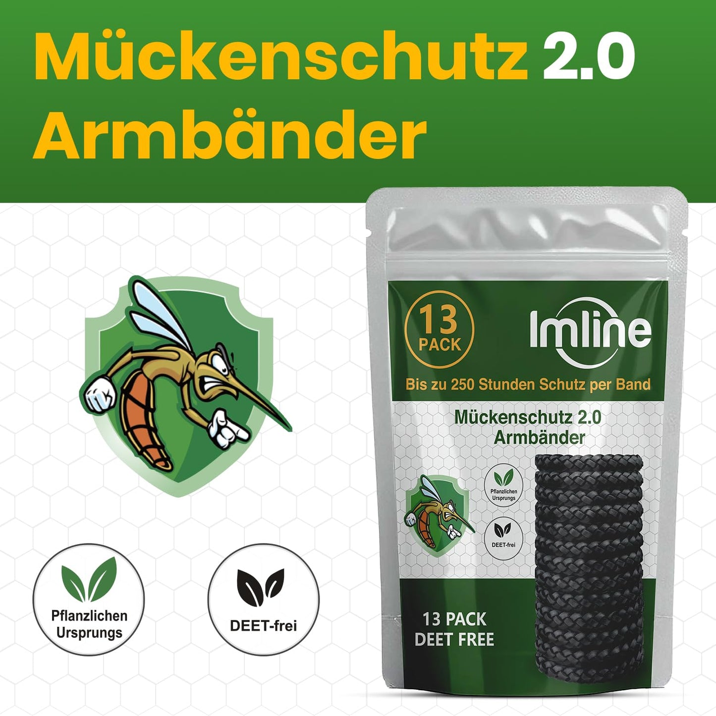 Mosquito repellent bracelet (13 leather pieces) Anti-mosquito bracelet for camping - DEET-free protection against mosquitoes for adults.