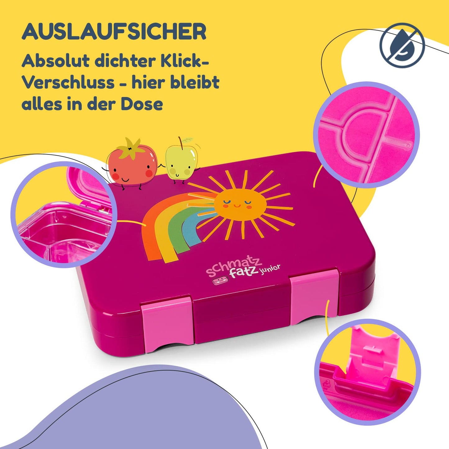 Junior Lunchbox lunchbox snack box | with additional container | child-friendly | leak-proof | 4 or 6 portion compartments | suitable for liquid food dishwasher safe | BPA-free | plastic