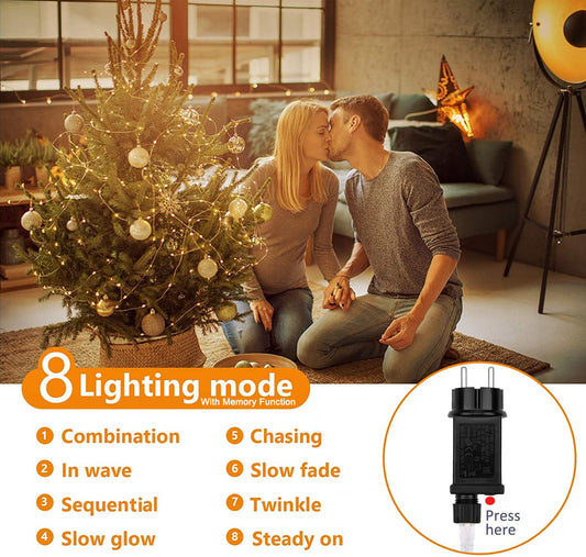 100M LED String Lights with 1000 LEDs Copper Wire, Waterproof Christmas Lighting with 8 Modes for Outdoor Indoor Decoration in Rooms, Christmas, Trees, Garden, Party, Wedding Decor, Warm White