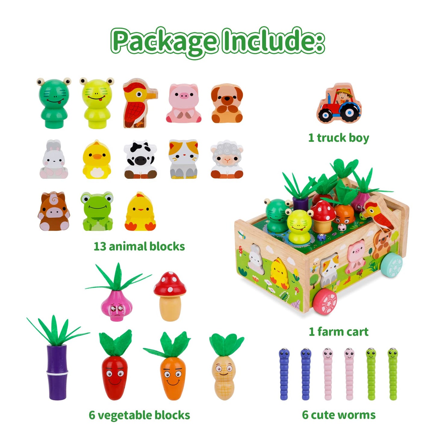 Montessori toy for 1 2 3 year olds | Carrot stacking game wooden | Montessori gift for girls boys | Kids wooden toy motor skills toy for 1 year olds