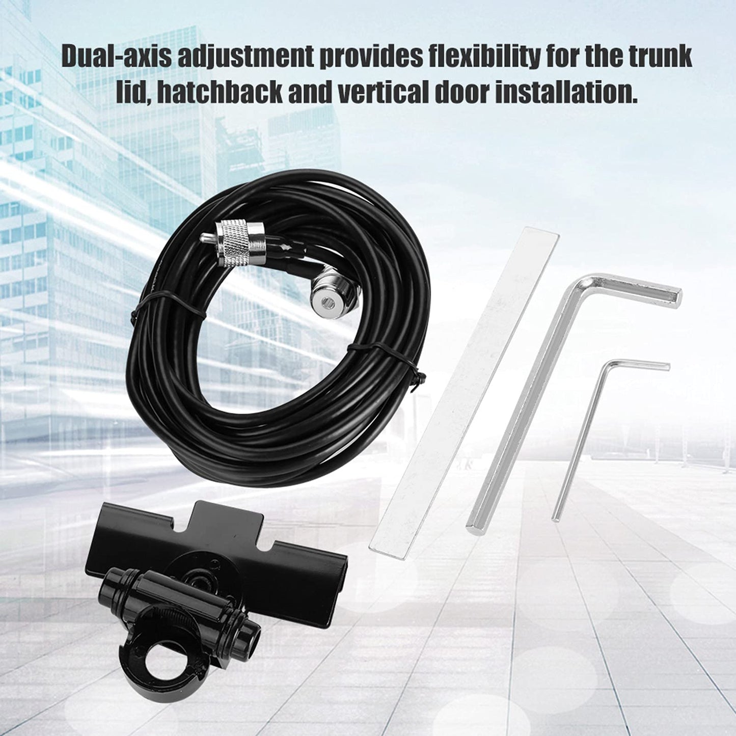 Car antenna mount, mobile phone car antenna clip clamp antenna mount base with 5-meter extension cable (removal tool included)