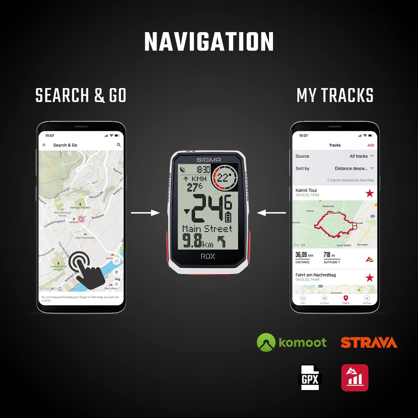 SIGMA ROX 4.0 White| Wireless bike computer GPS & Navigation incl. GPS mount | Outdoor GPS Navigation with altitude measurement | Color: White