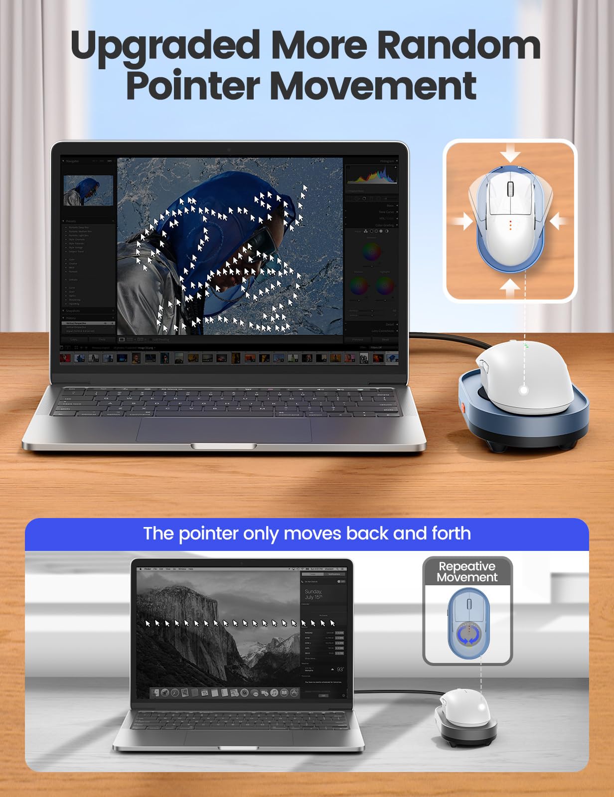 VAYDEER Undetectable Mouse Jiggler with ON/Off switch Mouse Mover Simulator, Driver-free mouse movement, Simulation for computer awakening.