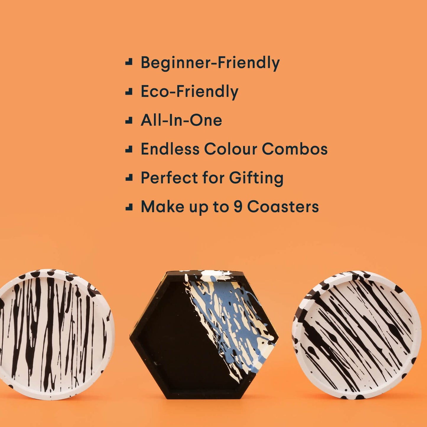 Noah Jesmonite & Terrazzo Starter Kit - Includes silicone molds, colors, gloves, sandpaper, cups, and stirrers - Gift idea (coasters/base colors)