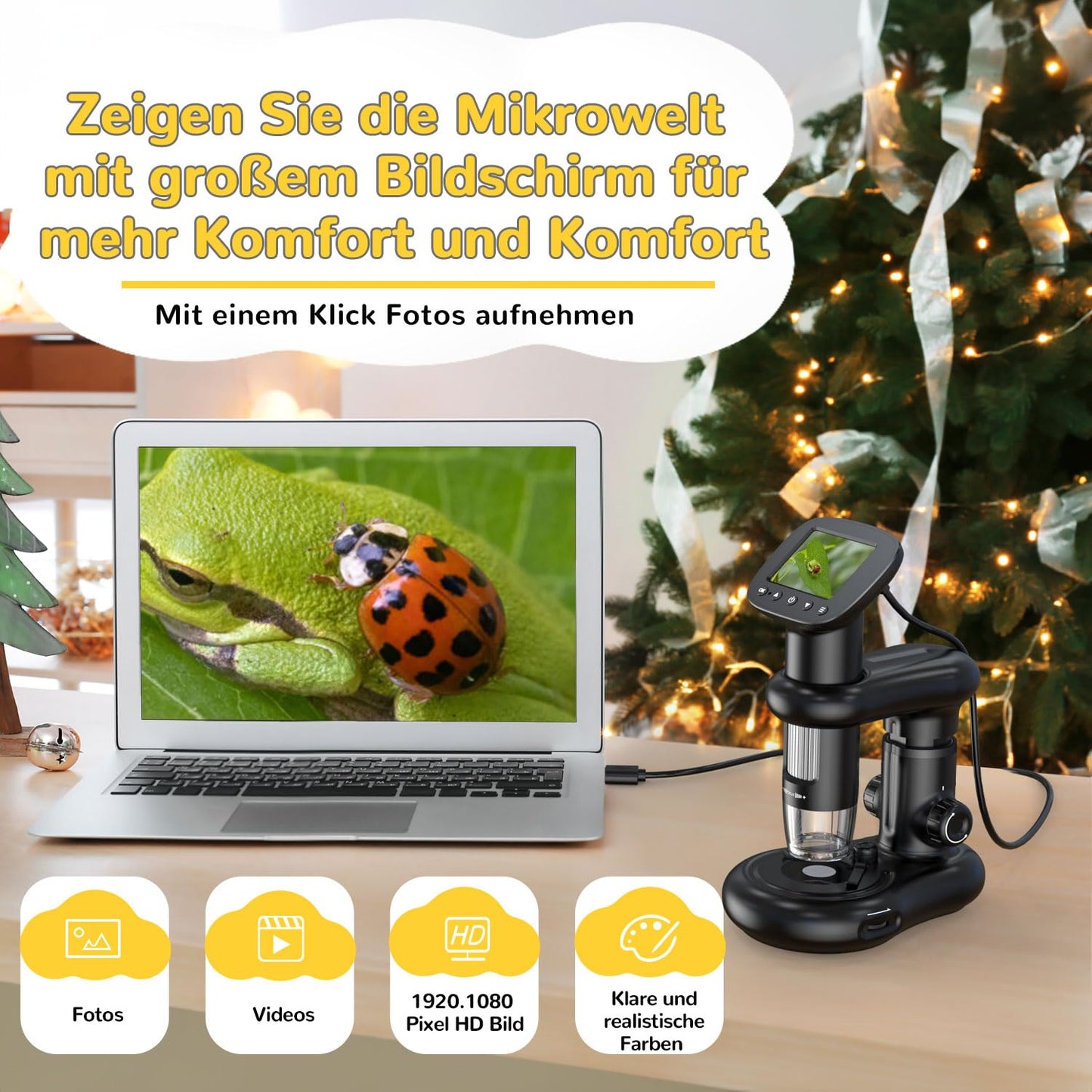 IMICHI microscopes for kids with LCD screen, 1000X magnification, clear image, unique insect viewer, portable digital microscope.