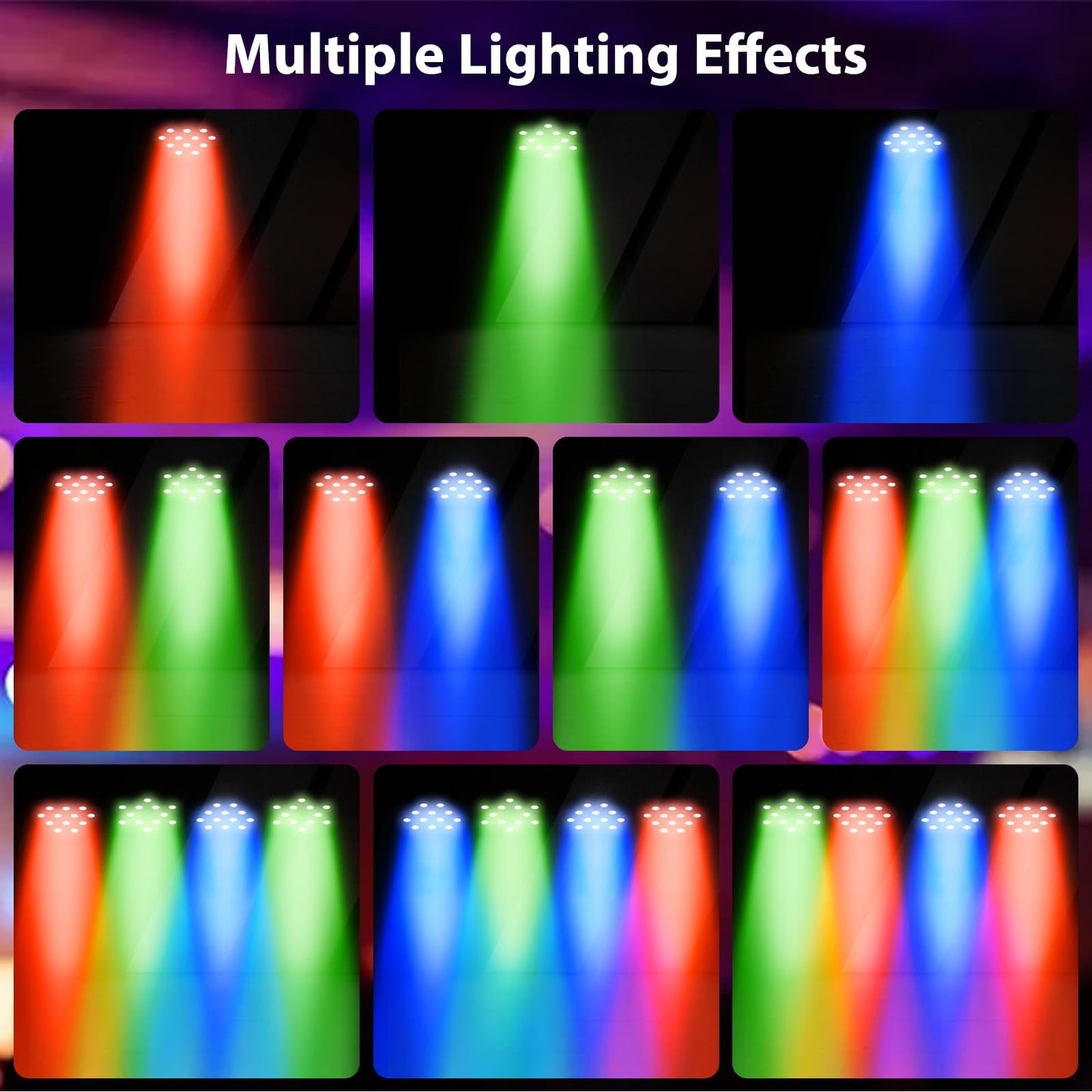 8 pieces LED par light 36 RGB disco light with remote control DMX512 stage lights Auto/Sound/Master-slave DJ light for party bar band concert Halloween Christmas wedding